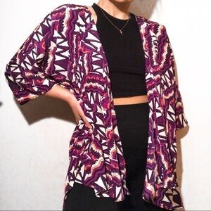 LuLaRoe Women’s Purple White Orange Kimono Size Medium